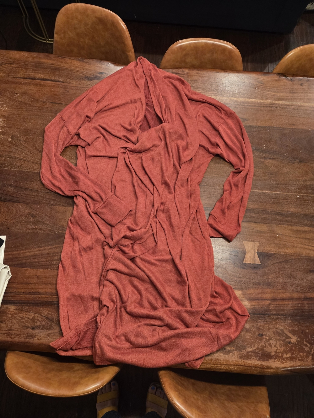 glam Rust Red/Orange Open-Front Long Cardigan